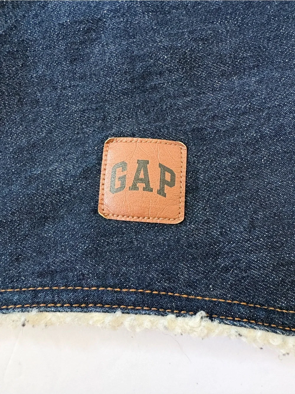 Gap Small Dog Sherpa Fleece Lined Jacket Vest Rigid Denim Blue S/M Walk Warm